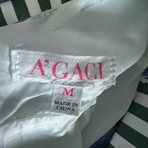 a'gaci Kids Dress with Blue Floral and Stripes - Picture 3 of 5